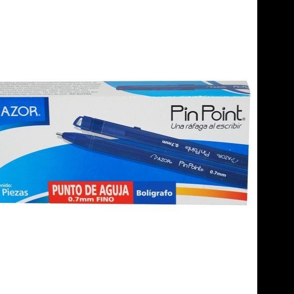 BOLIGRAFO PIN POINT AZOR 0.7MM CUERPOTAPA AZUL E.12 C.360